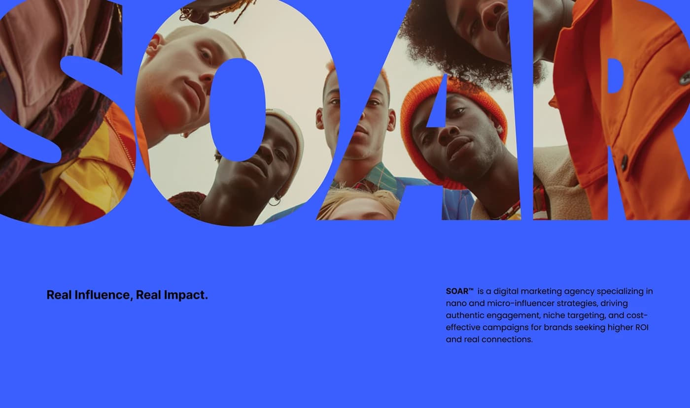 SOAR digital marketing agency bold typography slide