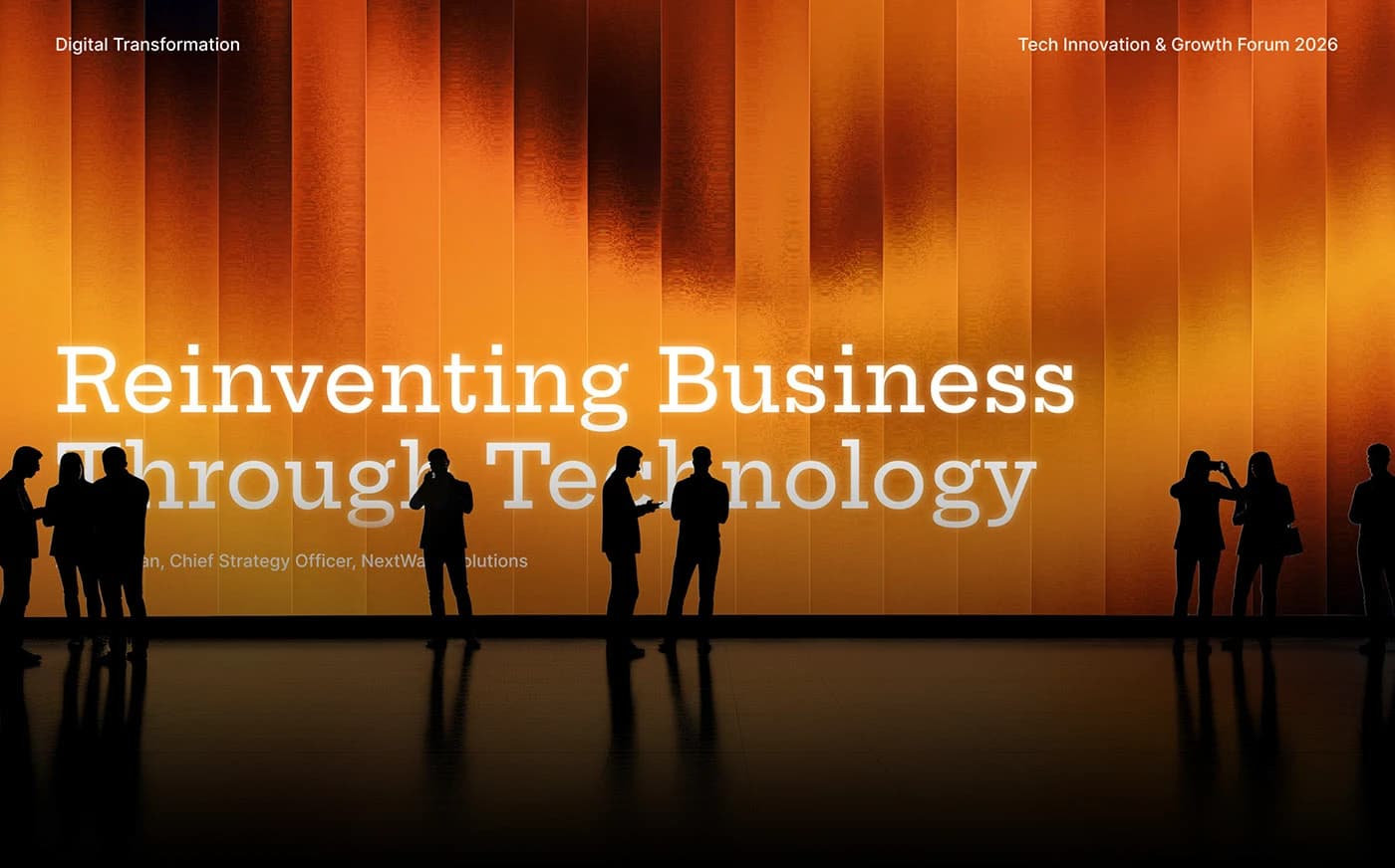 Digital transformation keynote with conference silhouettes